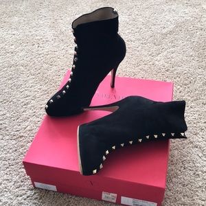 Valentino Black Suede Rockstud Boots 39.5